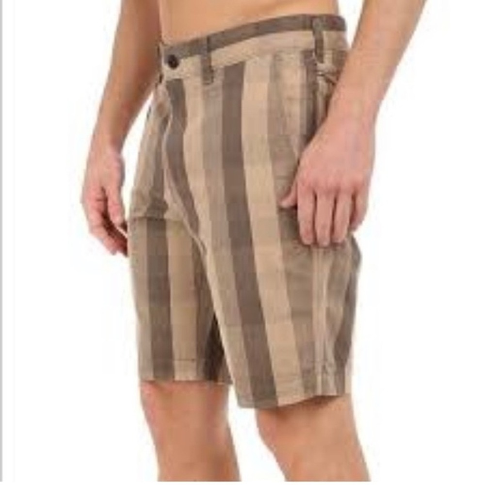 The North Face Mens Brown Striped Chino Shorts Size 38 Regular Hiking Casual